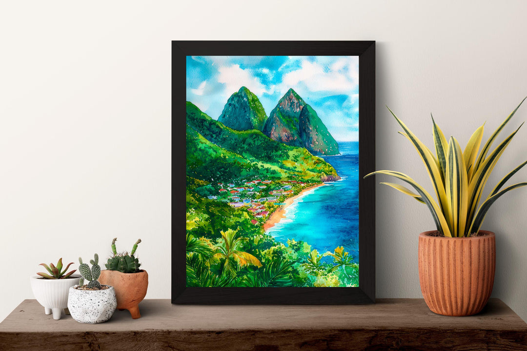 Saint Lucia watercolor poster Wall Art Saint Lucia Wall Hanging Home Décor Saint Lucia Gift Art Lovers Saint Lucia Art Lover Gift