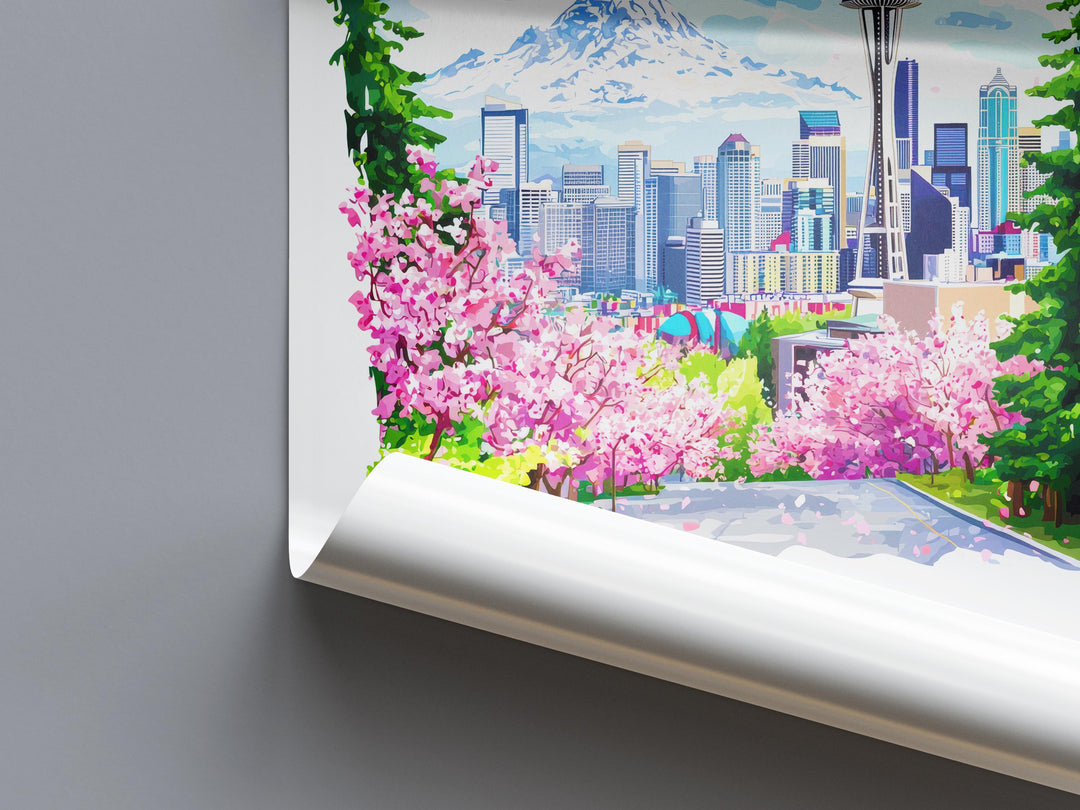 Seattle Watercolor Poster Wall Art Seattle Wall Hanging Home Décor Seattle Gift Art Lovers United States Wall Art