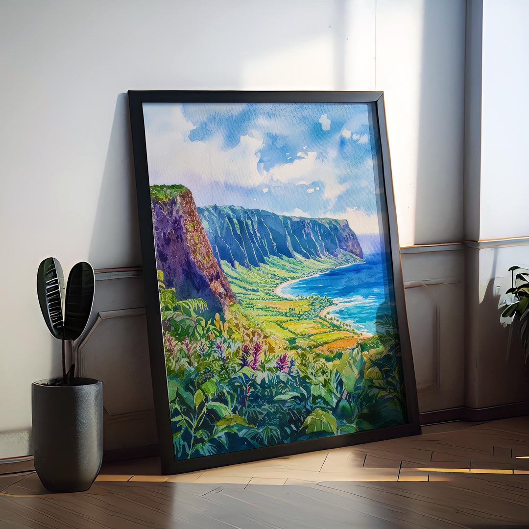 Waipio Valley watercolor poster Wall Art Waipio Valley Wall Hanging Home Décor Waipio Valley Gift Art Lovers Hawaii Art Lover Gift Hawaii