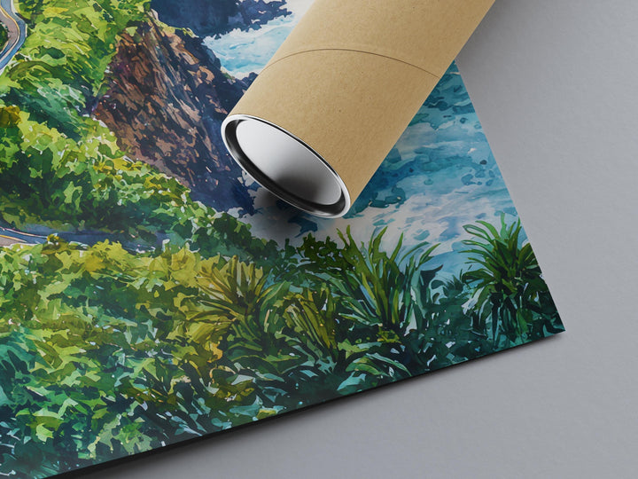 Road to Hana Watercolor Poster Wall Art Road to Hana Wall Hanging Home Décor Road to Hana Gift Art Lovers United States Wall Art