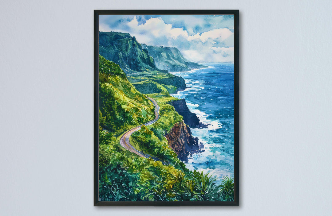 Road to Hana Watercolor Poster Wall Art Road to Hana Wall Hanging Home Décor Road to Hana Gift Art Lovers United States Wall Art