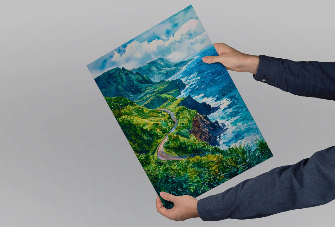 Road to Hana Watercolor Poster Wall Art Road to Hana Wall Hanging Home Décor Road to Hana Gift Art Lovers United States Wall Art