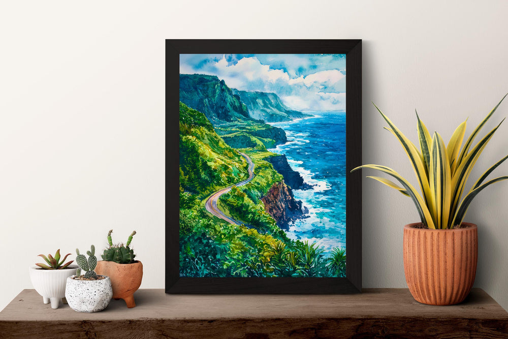 Road to Hana Watercolor Poster Wall Art Road to Hana Wall Hanging Home Décor Road to Hana Gift Art Lovers United States Wall Art