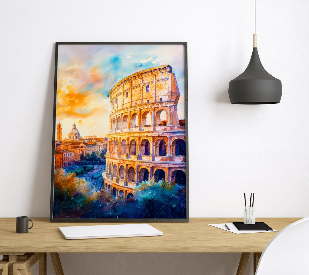 Rome Watercolor Poster Wall Art Rome Wall Hanging Home Décor Rome Gift Art Lovers Italy Wall Art