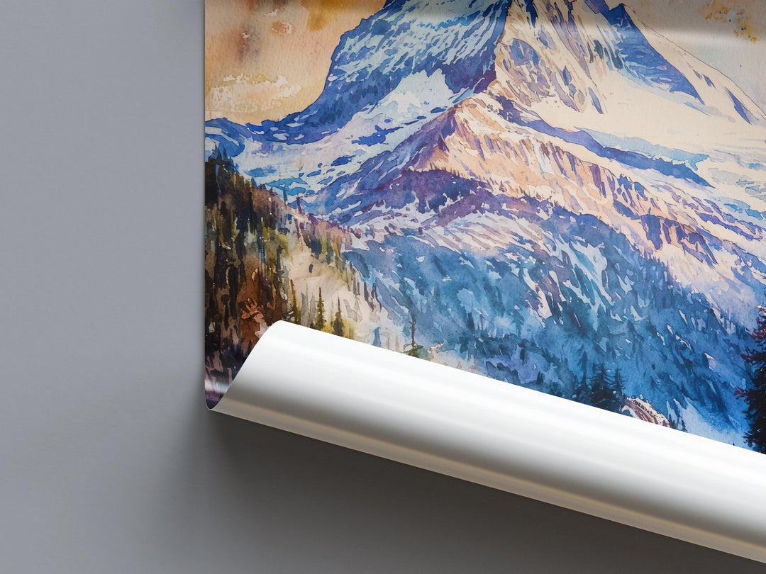 Zermatt Watercolor Poster Wall Art Zermatt Wall Hanging Home Décor Zermatt Gift Art Lovers Switzerland Wall Art