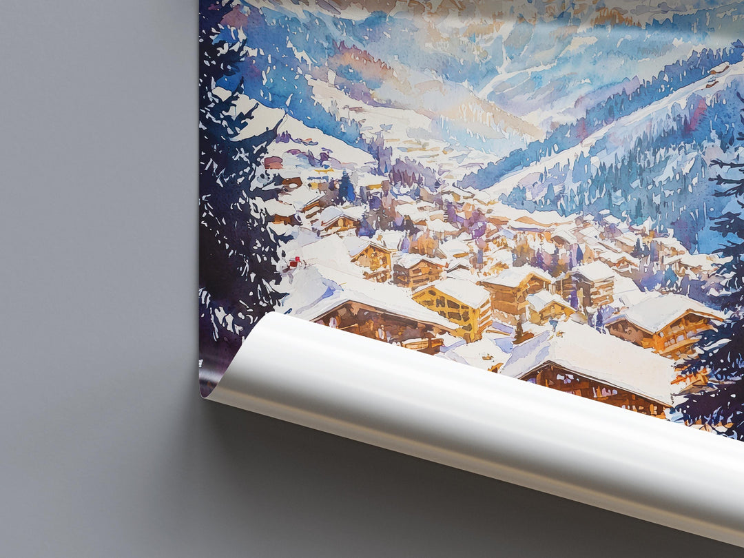 Morzine Watercolor Poster Wall Art Morzine Wall Hanging Home Décor Morzine Gift Art Lovers France Wall Art