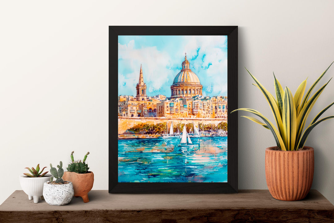 Valletta Watercolor Poster Wall Art Valletta Wall Hanging Home Décor Valletta Gift Art Lovers Malta Wall Art
