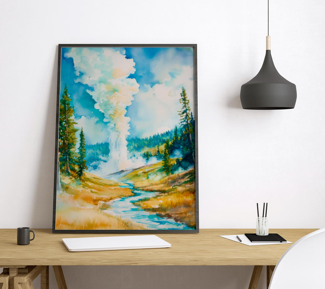 Yellowstone NP Watercolor Poster Wall Art Yellowstone NP Wall Hanging Home Décor Yellowstone NP Gift Art Lovers United States Wall Art