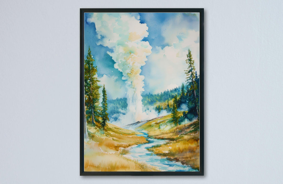 Yellowstone NP Watercolor Poster Wall Art Yellowstone NP Wall Hanging Home Décor Yellowstone NP Gift Art Lovers United States Wall Art