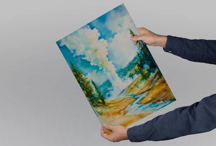 Yellowstone NP Watercolor Poster Wall Art Yellowstone NP Wall Hanging Home Décor Yellowstone NP Gift Art Lovers United States Wall Art