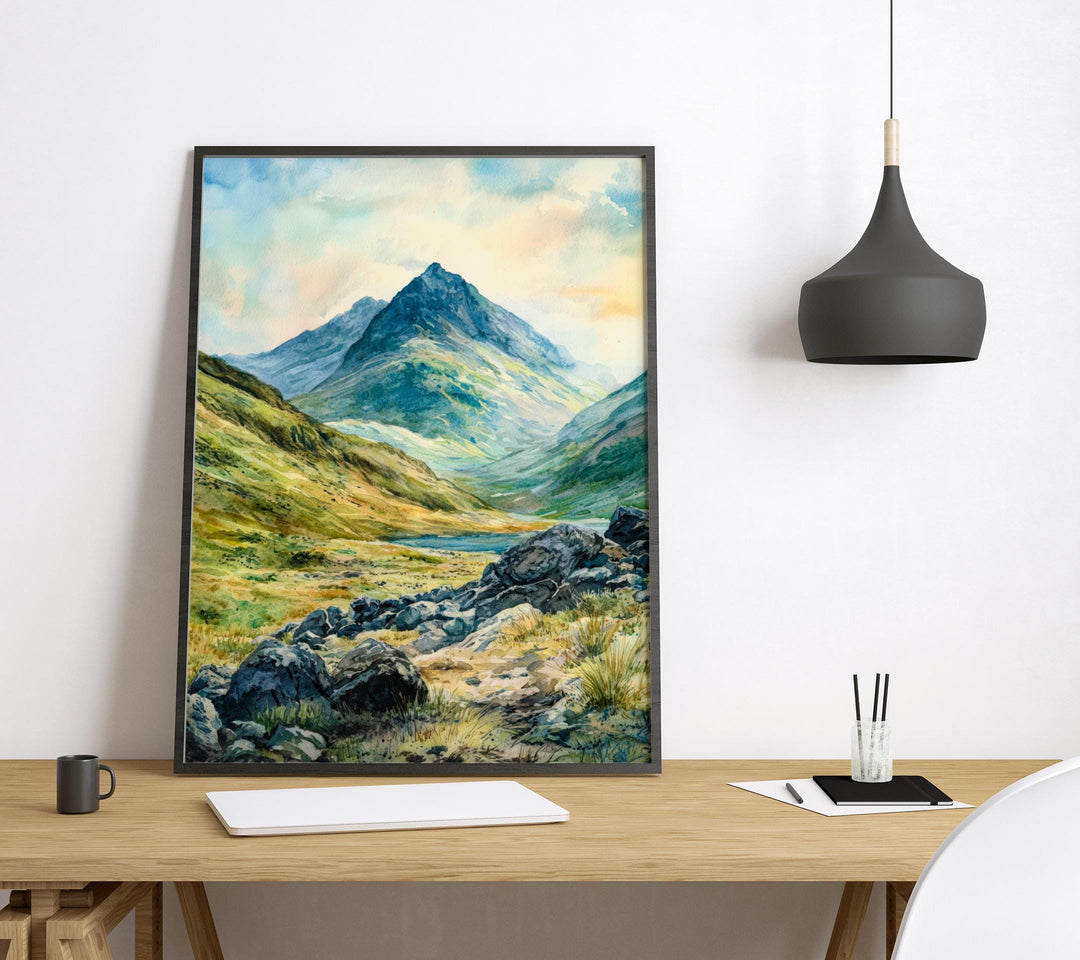 Scafell Pike Watercolor Poster Wall Art Scafell Pike Wall Hanging Home Décor Scafell Pike Gift Art Lovers United Kingdom Wall Art