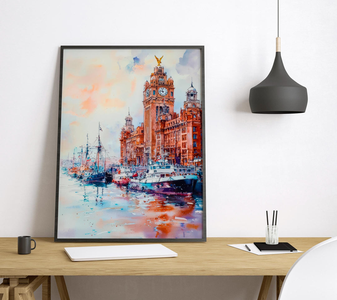 Liverpool Watercolor Poster Wall Art Liverpool Wall Hanging Home Décor Liverpool Gift Art Lovers United Kingdom Wall Art