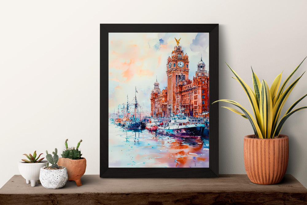Liverpool Watercolor Poster Wall Art Liverpool Wall Hanging Home Décor Liverpool Gift Art Lovers United Kingdom Wall Art