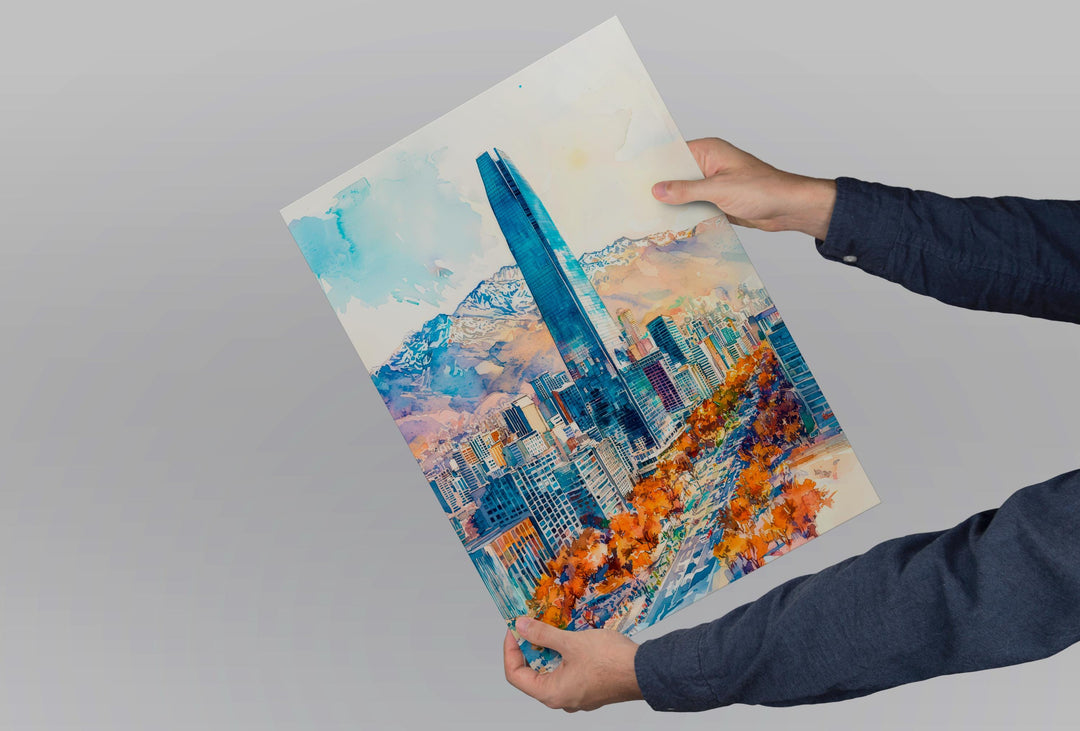 Santiago Watercolor Poster Wall Art Santiago Wall Hanging Home Décor Santiago Gift Art Lovers Chile Wall Art