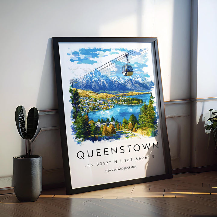 Queenstown Watercolor Poster Wall Art Queenstown Wall Hanging Home Décor Queenstown Gift Art Lovers New Zealand Wall Art