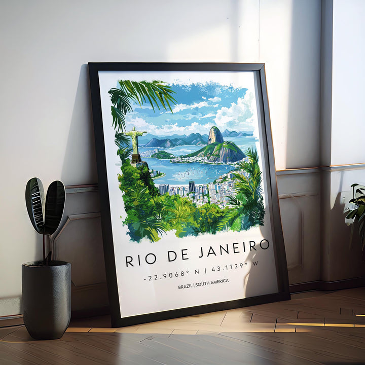 Rio de Janeiro Watercolor Poster Wall Art Rio de Janeiro Wall Hanging Home Décor Rio de Janeiro Gift Art Lovers Brazil Wall Art