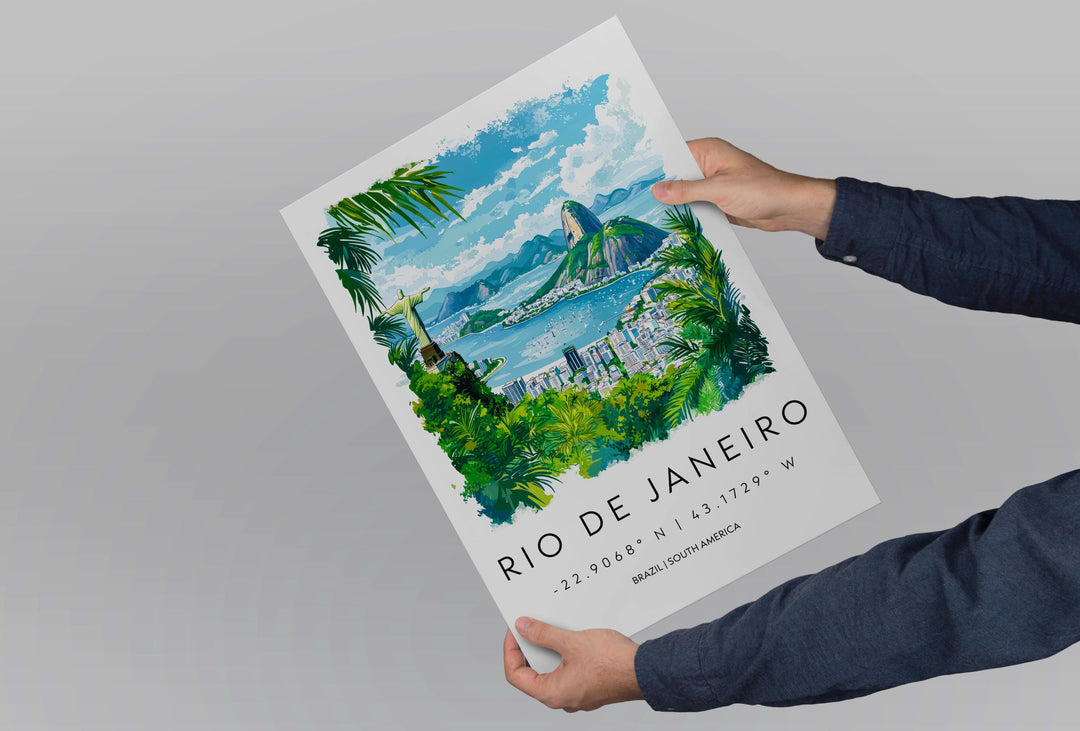 Rio de Janeiro Watercolor Poster Wall Art Rio de Janeiro Wall Hanging Home Décor Rio de Janeiro Gift Art Lovers Brazil Wall Art