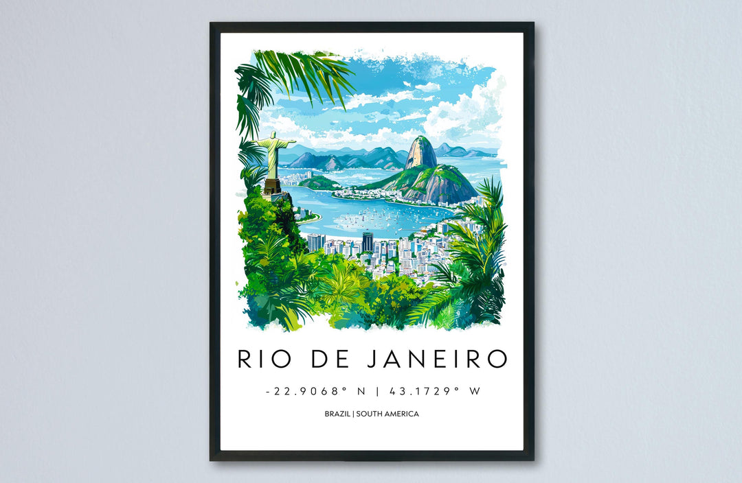 Rio de Janeiro Watercolor Poster Wall Art Rio de Janeiro Wall Hanging Home Décor Rio de Janeiro Gift Art Lovers Brazil Wall Art