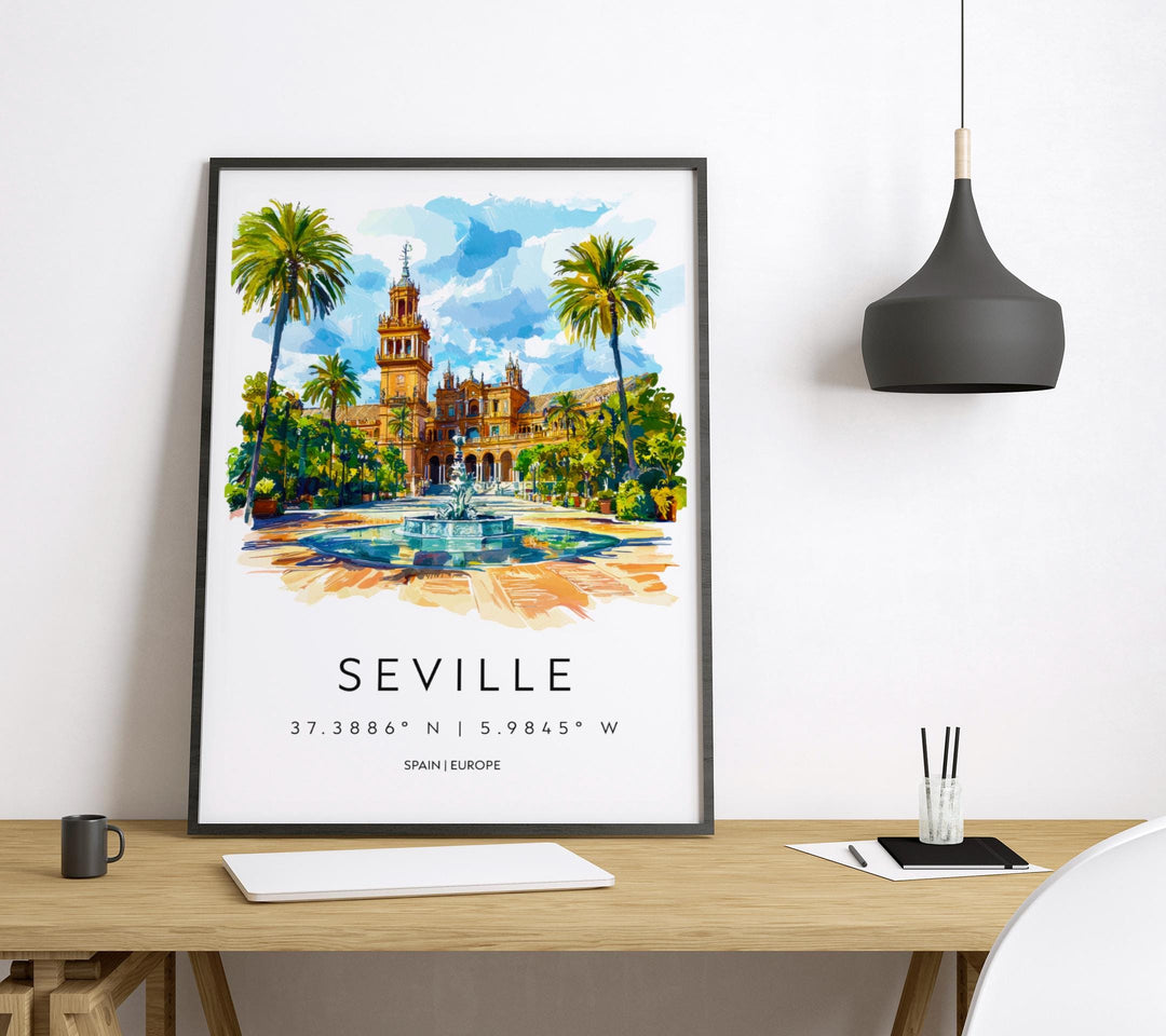 Seville Watercolor Poster Wall Art Seville Wall Hanging Home Décor Seville Gift Art Lovers Spain Wall Art