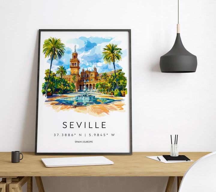 Seville Watercolor Poster Wall Art Seville Wall Hanging Home Décor Seville Gift Art Lovers Spain Wall Art