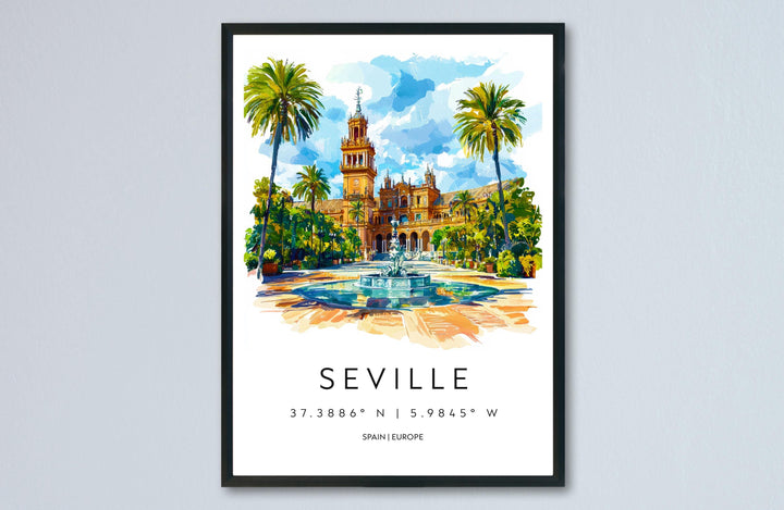 Seville Watercolor Poster Wall Art Seville Wall Hanging Home Décor Seville Gift Art Lovers Spain Wall Art