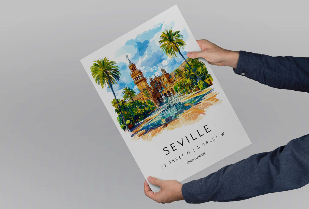 Seville Watercolor Poster Wall Art Seville Wall Hanging Home Décor Seville Gift Art Lovers Spain Wall Art