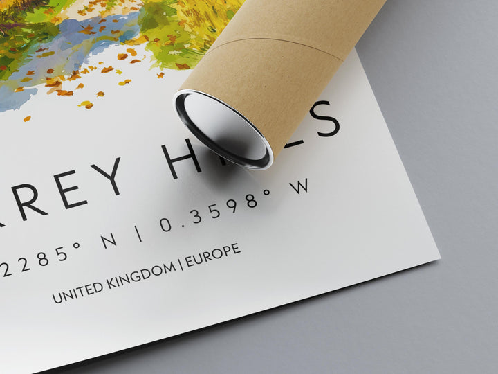 Surrey Hills Watercolor Poster Wall Art Surrey Hills Wall Hanging Home Décor Surrey Hills Gift Art Lovers United Kingdom Wall Art