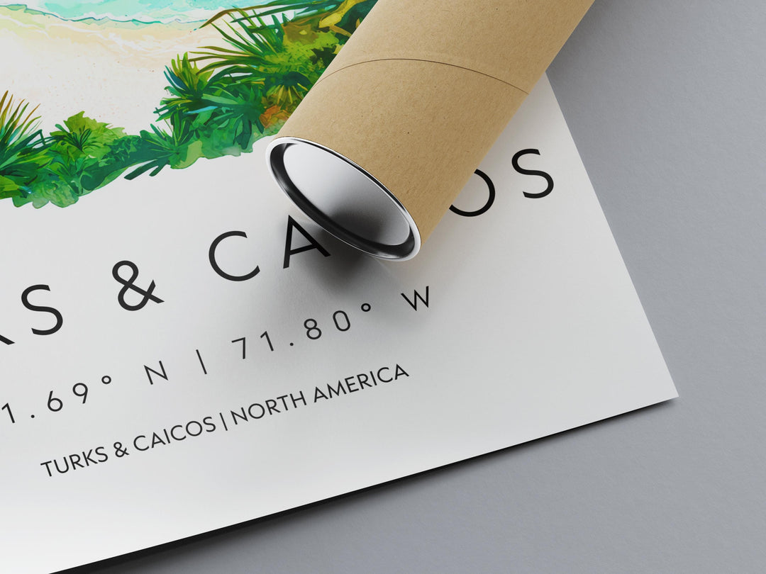 Turks and Caicos Watercolor Poster Wall Art Turks and Caicos Wall Hanging Home Décor Turks and Caicos Gift Art Lovers United Kingdom Art