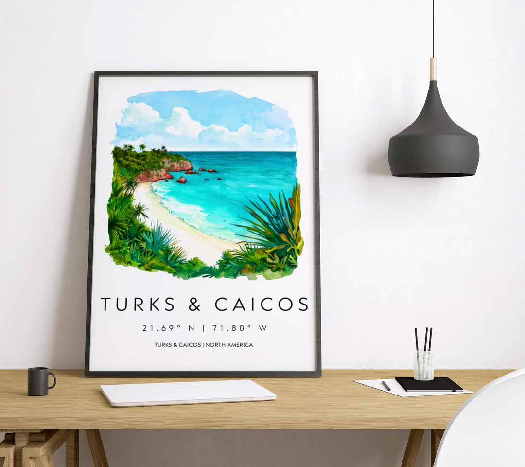 Turks and Caicos Watercolor Poster Wall Art Turks and Caicos Wall Hanging Home Décor Turks and Caicos Gift Art Lovers United Kingdom Art