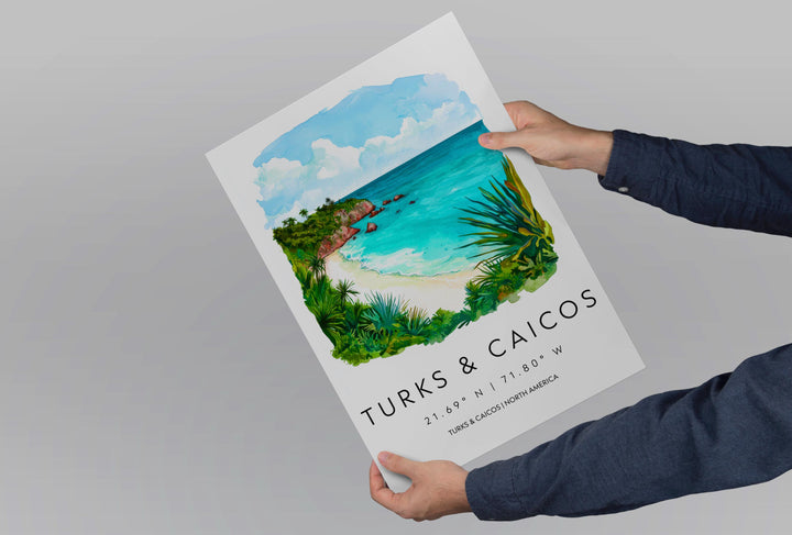 Turks and Caicos Watercolor Poster Wall Art Turks and Caicos Wall Hanging Home Décor Turks and Caicos Gift Art Lovers United Kingdom Art