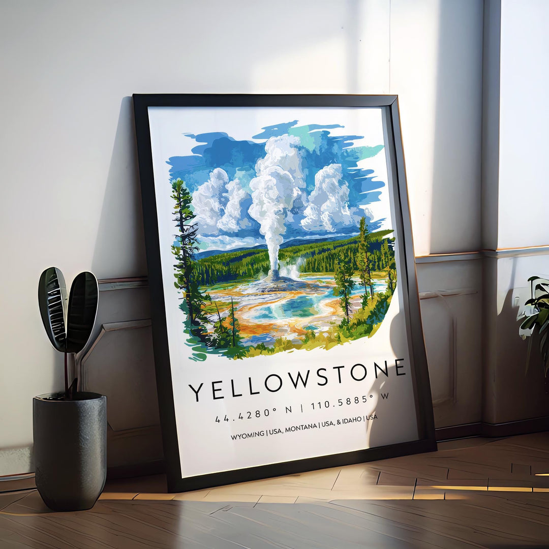Yellowstone Watercolor Poster Wall Art Yellowstone Wall Hanging Home Décor Yellowstone Gift Art Lovers United States Wall Art