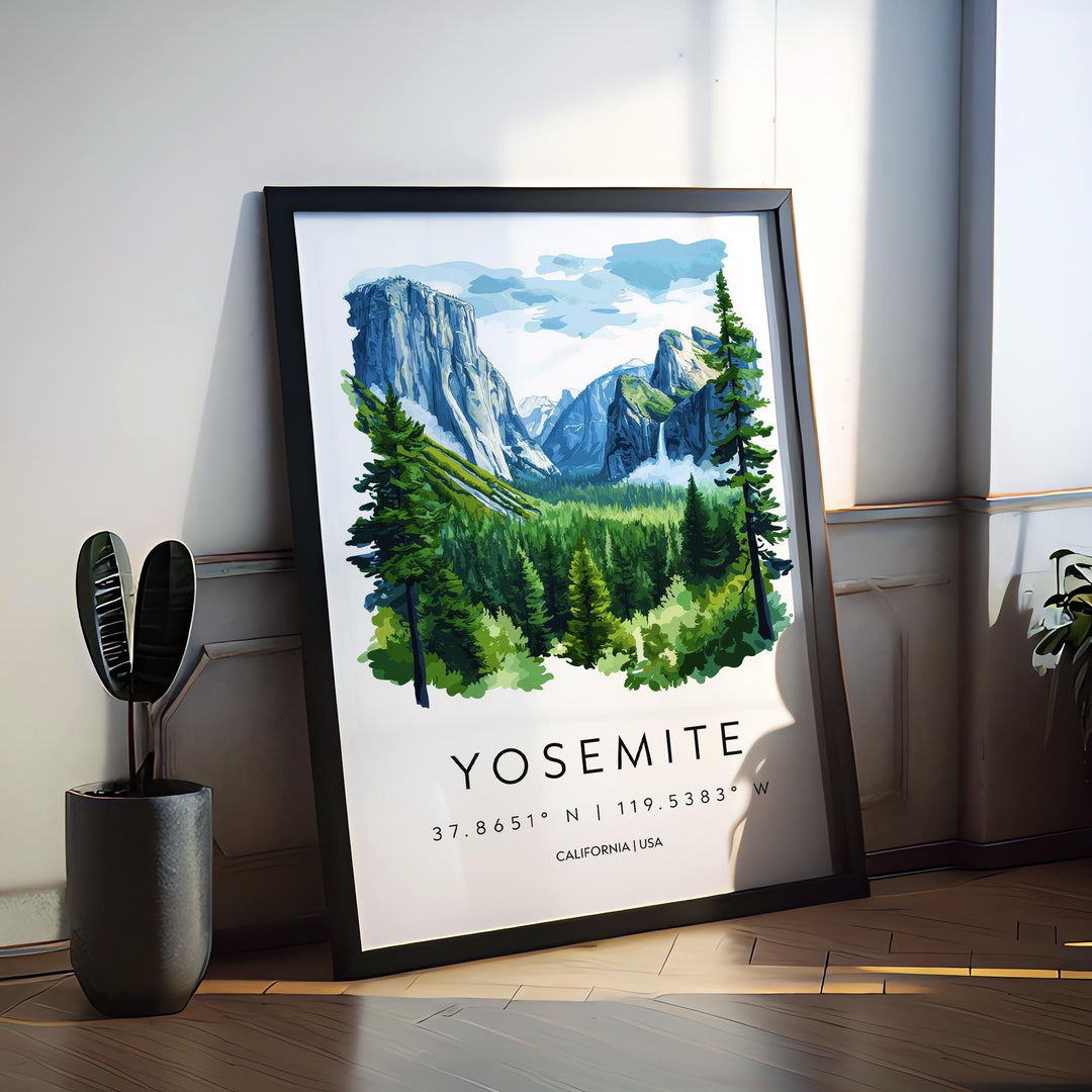 Yosemite Watercolor Poster Wall Art Yosemite Wall Hanging Home Décor Yosemite Gift Art Lovers United States Wall Art