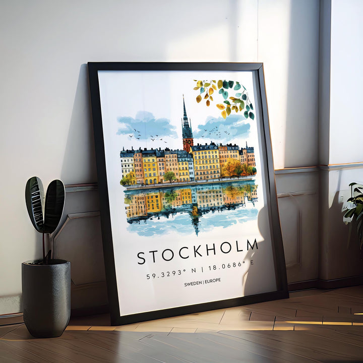 Stockholm Watercolor Poster Wall Art Stockholm Wall Hanging Home Décor Stockholm Gift Art Lovers Sweden Wall Art