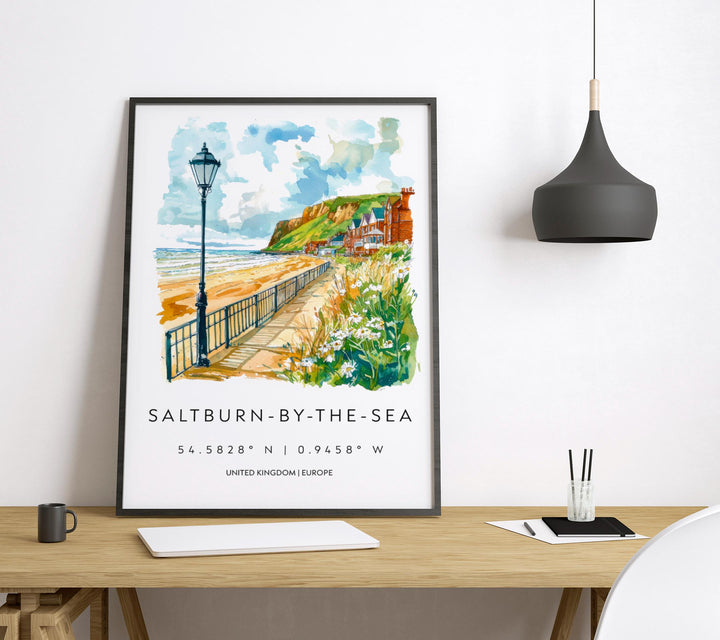 Saltburn-by-the-Sea Watercolor Poster Wall Art Saltburn-by-the-Sea Wall Hanging Home Décor Saltburn-by-the-Sea Gift Art Lovers