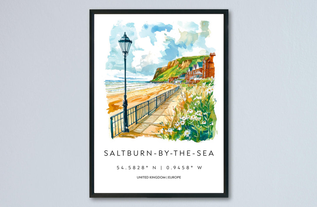 Saltburn-by-the-Sea Watercolor Poster Wall Art Saltburn-by-the-Sea Wall Hanging Home Décor Saltburn-by-the-Sea Gift Art Lovers