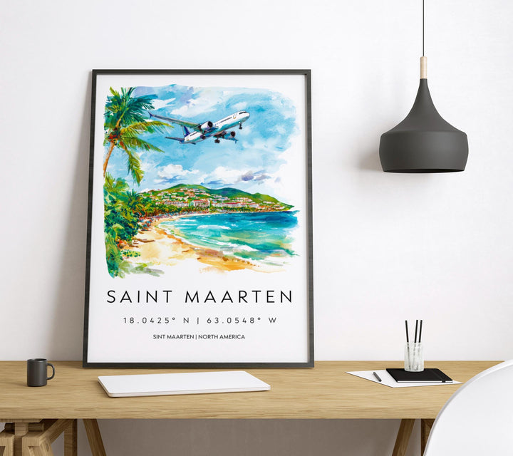Saint Maarten Watercolor Poster Wall Art Saint Maarten Wall Hanging Home Décor Saint Maarten Gift Art Lovers Kingdom of the Netherlands Art