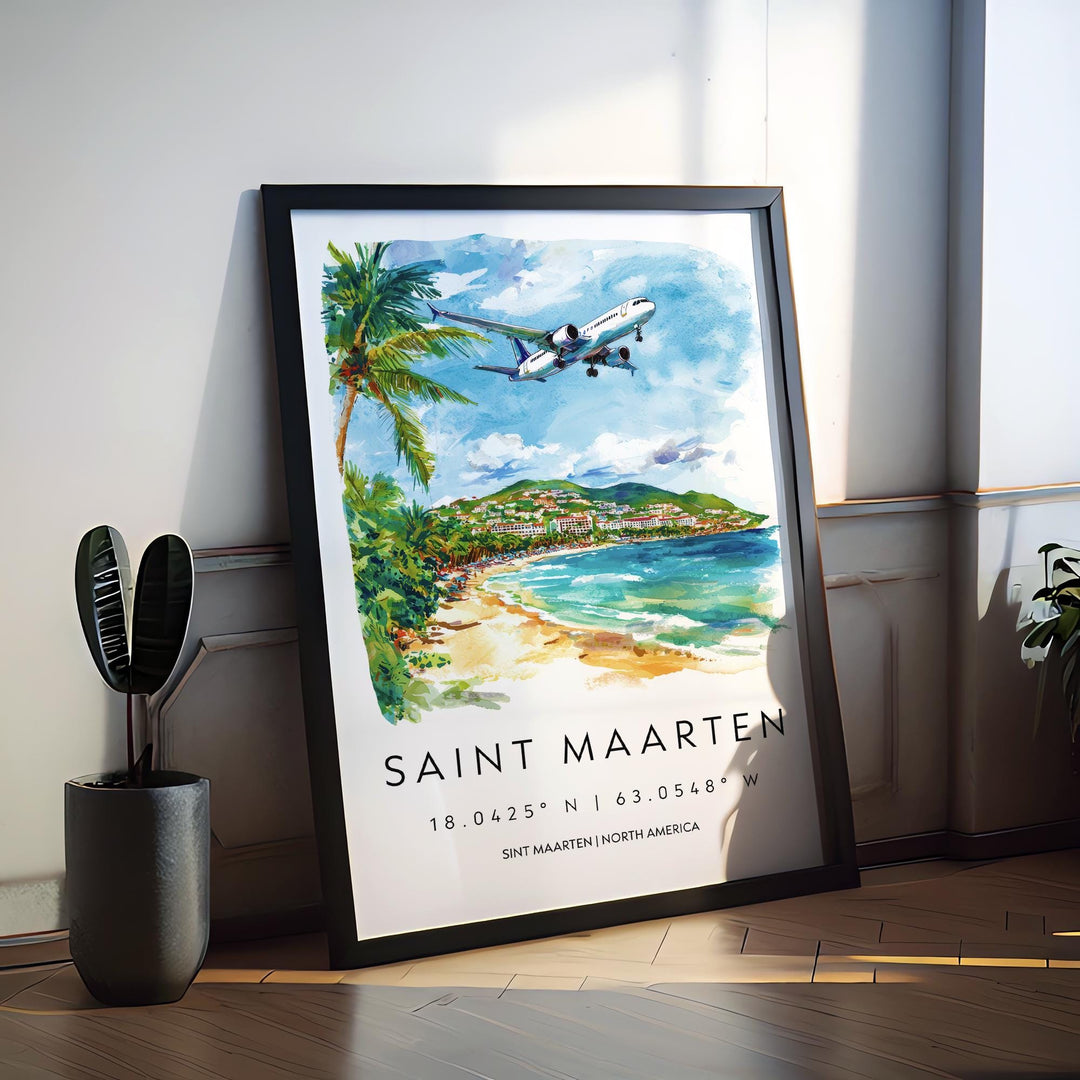 Saint Maarten Watercolor Poster Wall Art Saint Maarten Wall Hanging Home Décor Saint Maarten Gift Art Lovers Kingdom of the Netherlands Art