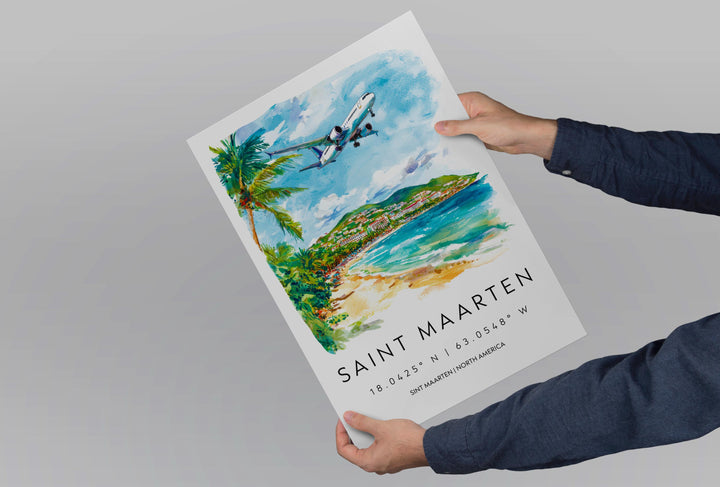 Saint Maarten Watercolor Poster Wall Art Saint Maarten Wall Hanging Home Décor Saint Maarten Gift Art Lovers Kingdom of the Netherlands Art