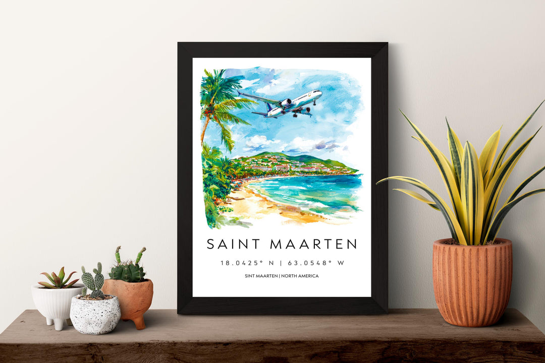 Saint Maarten Watercolor Poster Wall Art Saint Maarten Wall Hanging Home Décor Saint Maarten Gift Art Lovers Kingdom of the Netherlands Art