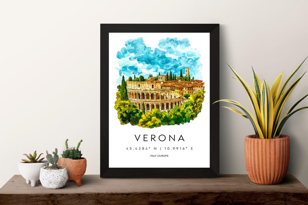 Verona Watercolor Poster Wall Art Verona Wall Hanging Home Décor Verona Gift Art Lovers Italy Art Lover Gift