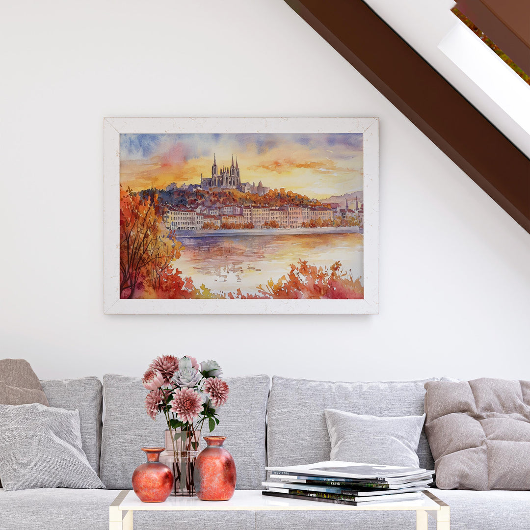 Lyon watercolor poster Wall Art Lyon Wall Hanging Home Décor Lyon Gift Art Lovers France Wall Art