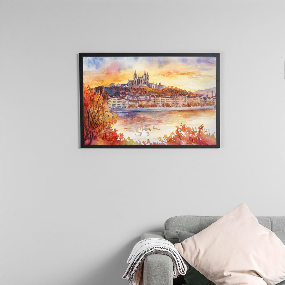 Lyon watercolor poster Wall Art Lyon Wall Hanging Home Décor Lyon Gift Art Lovers France Wall Art