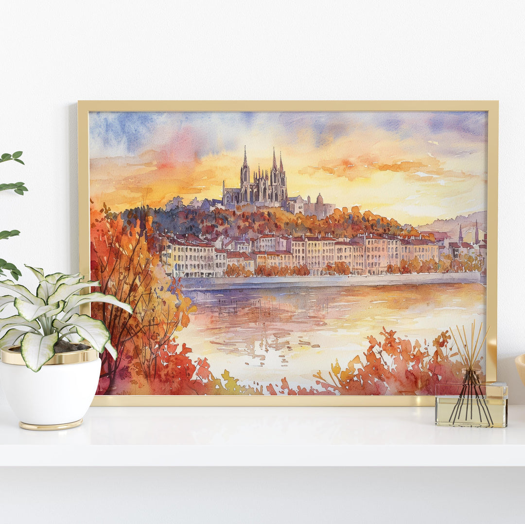 Lyon watercolor poster Wall Art Lyon Wall Hanging Home Décor Lyon Gift Art Lovers France Wall Art