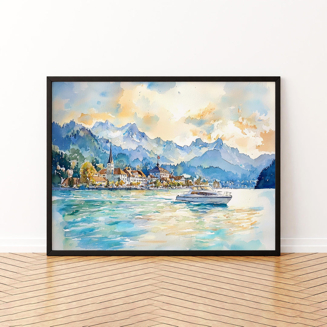 Lucerne watercolor poster Wall Art Lucerne Wall Hanging Home Décor Lucerne Gift Art Lovers Switzerland Wall Art