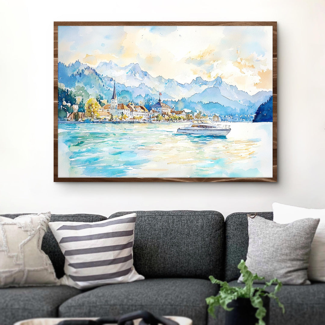 Lucerne watercolor poster Wall Art Lucerne Wall Hanging Home Décor Lucerne Gift Art Lovers Switzerland Wall Art