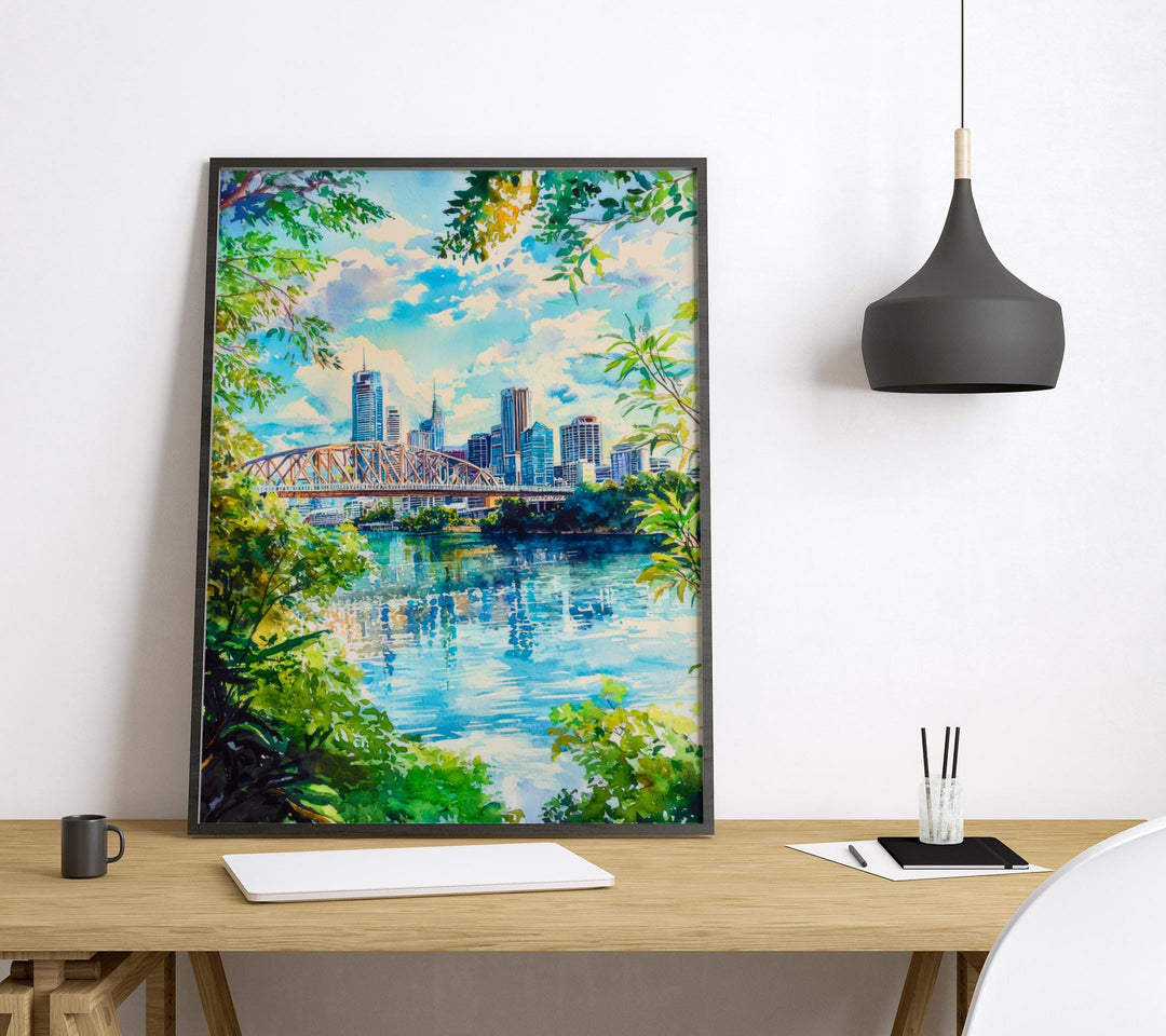 Brisbane watercolor poster Wall Art Brisbane Wall Hanging Home Décor Brisbane Gift Art Lovers Australia Wall Art