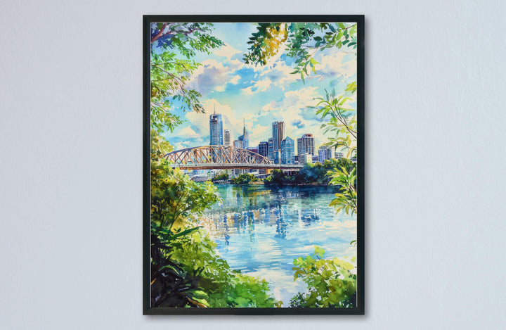Brisbane watercolor poster Wall Art Brisbane Wall Hanging Home Décor Brisbane Gift Art Lovers Australia Wall Art