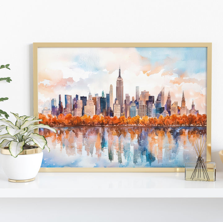 New York Watercolor Poster Landscape Wall Art New York Wall Hanging Home Décor New York Gift Art Lovers United States Wall Art