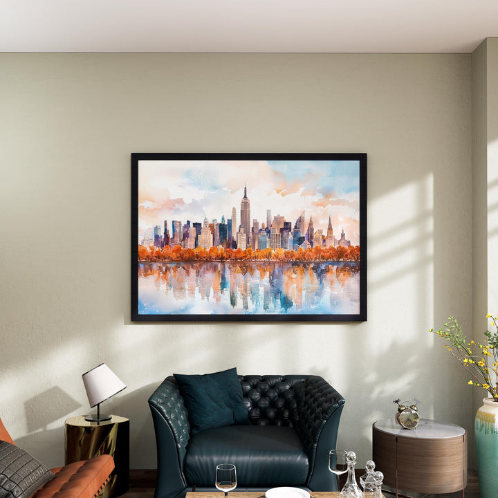 New York Watercolor Poster Landscape Wall Art New York Wall Hanging Home Décor New York Gift Art Lovers United States Wall Art