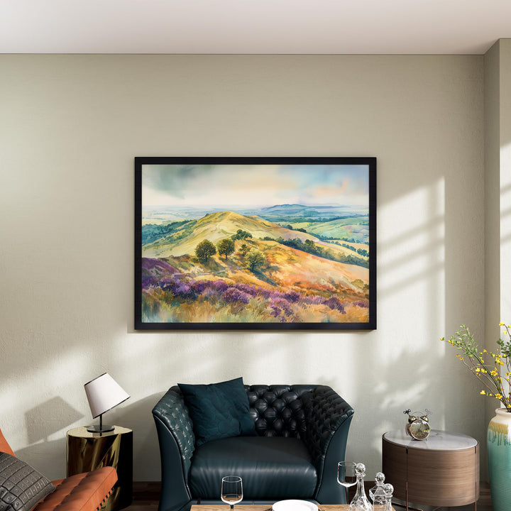 Malvern Hills Watercolor Poster Landscape Wall Art Malvern Hills Wall Hanging Home Décor Malvern Hills Gift Art Lovers United Kingdom